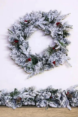 The 60cm Snowy Alpine Wreath - Indoor only