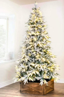 The 7ft Pre-Lit Snowy Alpine Tree with Warm White Lights