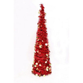 The 7ft Slim Red Tinsel Pop Up Christmas Tree