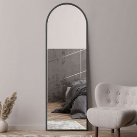 The Arcus - Black Framed Arched Leaner / Wall Mirror 71" X 24" (180CM X 60CM)