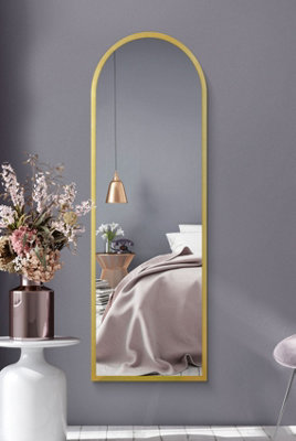The Arcus - Gold Framed Arched Leaner / Wall Mirror 63" X 21" (160CM X 53CM)