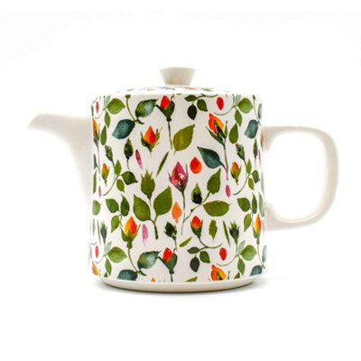 The British Gardening Company 1L Ceramic Rosebud Teapot with Removable Stainless Steel Infuser