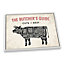 The Butcher's Cuts Guide Beef Beige CANVAS FLOATER FRAME Wall Art Print Picture White Frame (H)30cm x (W)46cm