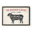 The Butcher's Cuts Guide Lamb Beige CANVAS FLOATER FRAME Wall Art Print Picture Brown Frame (H)20cm x (W)30cm