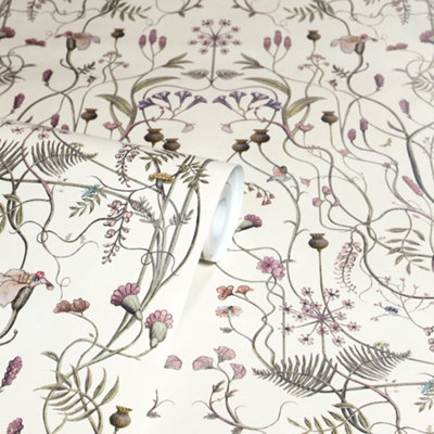The Chateau By Angel Strawbridge - Wild Flower Garden Whisper White Wallpaper