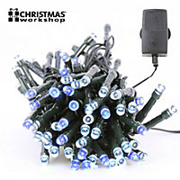 The Christmas Workshop 100 Blue & White LED Chaser Christmas Lights