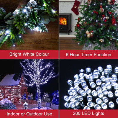The Christmas Workshop 200 Bright White Timer Lights