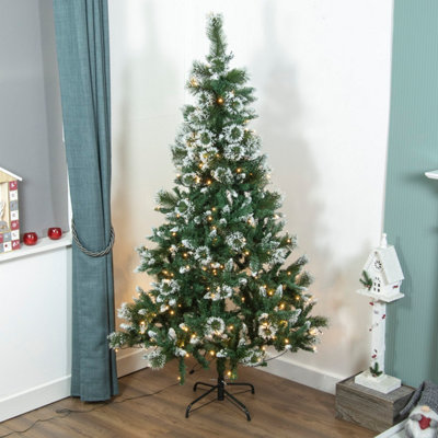 The Christmas Workshop 6ft Pre-Lit Snow Tipped Artificial Christmas Tree - 180 LEDs - 8 Light Functions - Includes Stand Price Comparisons | Compare The Build