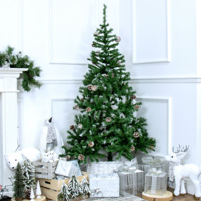 The Christmas Workshop 6ft Traditional Artificial Christmas Tree with Snow & Pine Cones 76820