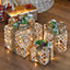 The Christmas Workshop 70289 Set of 3 Light-Up Christmas Boxes With 45 LED's & Brown Bow
