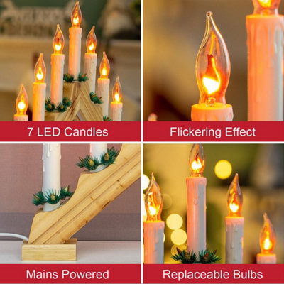 The Christmas Workshop 71179 Pont à Bougies en Bois arqué Rouge avec Porte-Bougies / 7 LED Blanc Chaud/Décoration de Noël d'intérieur / 45 cm x 31,5