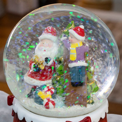 シーグラスアート『 クリスマスsnow globe.。.:*☆』 Santa with Reindeer and Sleigh Snow Globe - San Francisco