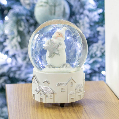 The Christmas Workshop 70959 Musical Snow Globe With Santa & Silver Star Design