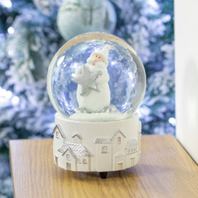 The Christmas Workshop 70959 Musical Snow Globe With Santa & Silver Star Design