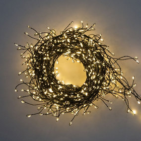 The Christmas Workshop 71749 480 Warm White Micro LED Cluster String Lights With Green Wire Casing