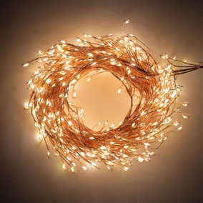 The Christmas Workshop 71759 680 Warm White Micro LED Cluster String Lights With Rose Gold Wire Casing