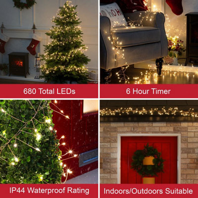 The Christmas Workshop 71759 680 Warm White Micro LED Cluster String ...