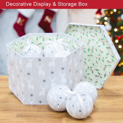The Christmas Workshop 72629 Set of 14 Silver & White Coloured Reindeer Design Christmas Baubles - 4