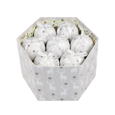 The Christmas Workshop 72629 Set of 14 Silver & White Coloured Reindeer Design Christmas Baubles - 9