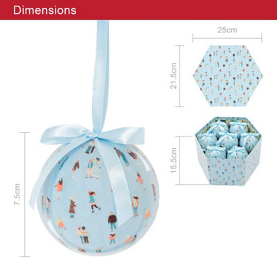 The Christmas Workshop 72639 Set of 14 Blue Coloured Ice Skating Design Christmas Baubles