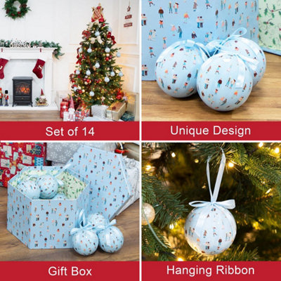 The Christmas Workshop 72639 Set of 14 Blue Coloured Ice Skating Design Christmas Baubles - 3