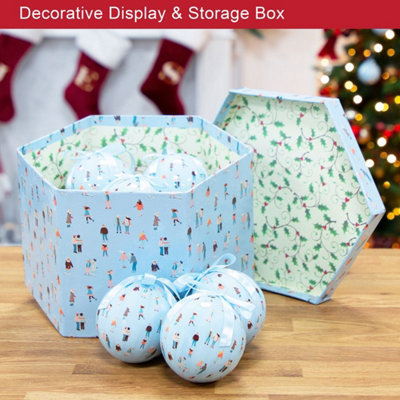 The Christmas Workshop 72639 Set of 14 Blue Coloured Ice Skating Design Christmas Baubles - 4