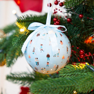 The Christmas Workshop 72639 Set of 14 Blue Coloured Ice Skating Design Christmas Baubles - 5
