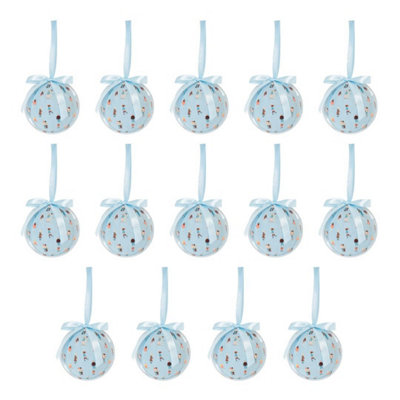 The Christmas Workshop 72639 Set of 14 Blue Coloured Ice Skating Design Christmas Baubles - 6