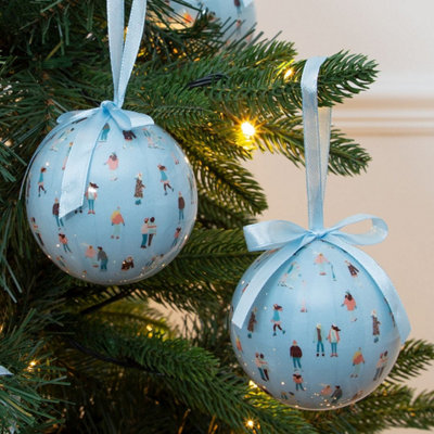 The Christmas Workshop 72639 Set of 14 Blue Coloured Ice Skating Design Christmas Baubles - 8