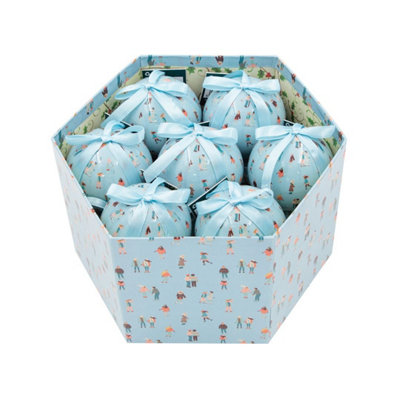 The Christmas Workshop 72639 Set of 14 Blue Coloured Ice Skating Design Christmas Baubles - 9