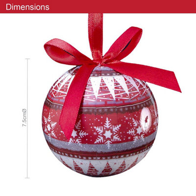 The Christmas Workshop 73750 Set of 14 Red & White Coloured Nordic Design Christmas Baubles