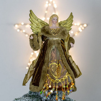 The Christmas Workshop 81840 Angel Tree Topper With Copper & Gold Dress