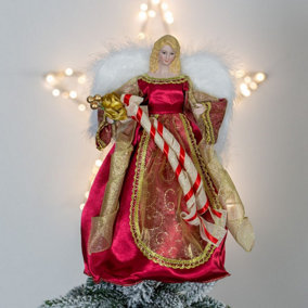 The Christmas Workshop 82000 Angel Tree Topper With Red & Gold Dress