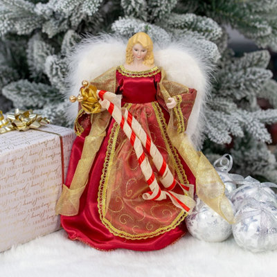 white christmas dresses Hand Felted Red Praying Holiday Angel Tree Topper