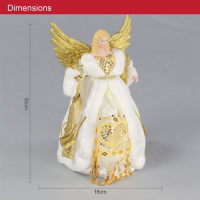 The Christmas Workshop 82050 Angel Tree Topper With Cream & Gold Dress