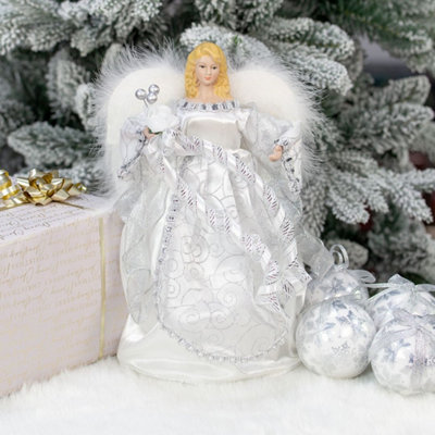 The Christmas Workshop 83960 Angel Tree Topper With Silver Dress