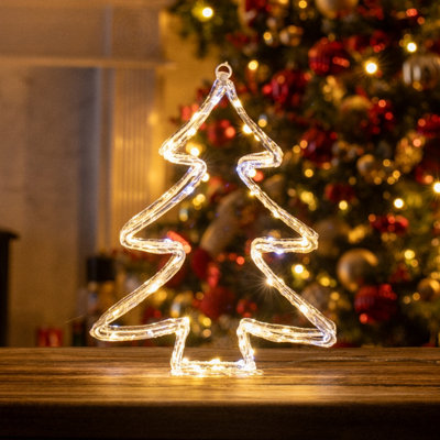 The Christmas Workshop Acrylic LED Christmas Tree Light Mixed LED Christmas Decorations 6 Hour Timer Battery