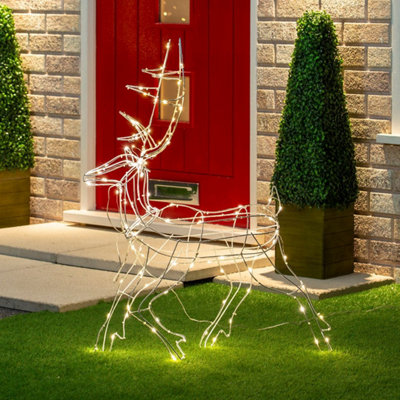 The Christmas Workshop Light Up Prancing Reindeer Outdoor Decoration With 110 Warm White LED Lights