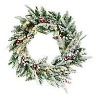 The Christmas Workshop Premium 60cm Pre-Lit Christmas Wreath