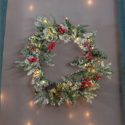 The Christmas Workshop Premium 60cm Pre-Lit Christmas Wreath