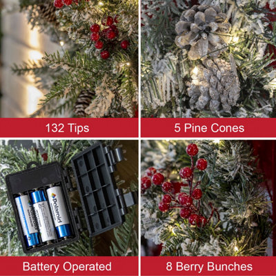 The Christmas Workshop Premium 60cm Pre-Lit Christmas Wreath - 4