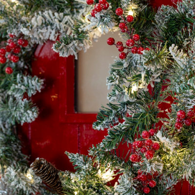 The Christmas Workshop Premium 60cm Pre-Lit Christmas Wreath - 7