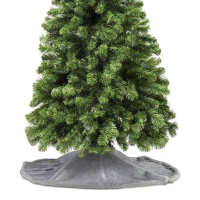 The Christmas Workshop Short Pile Grey Faux Fur Tree Skirt