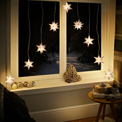 The Christmas Workshop Warm White 3D Star Curtain Lights | DIY at B&Q