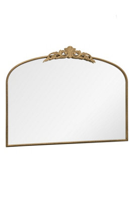 The Crown - Gold Metal Framed Arched Wall Mirror with Decorative Crown 40" X 31" (102CM X 80CM)