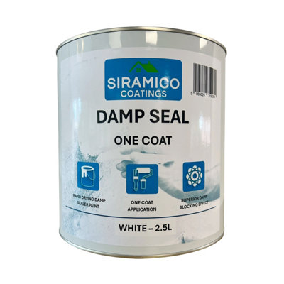 The DampSeal One Coat - 2.5 Litre - Matt White - Seals damp and mould stains in one coat by brush or roller