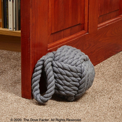 The Dove Factor Nautical Rope Knot Fabric Door Stop - Grey