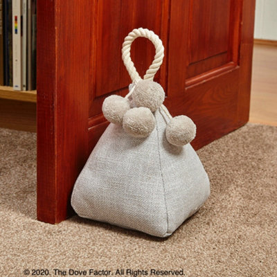 The Dove Factor PomPom Fabric Door Stop - Eggshell