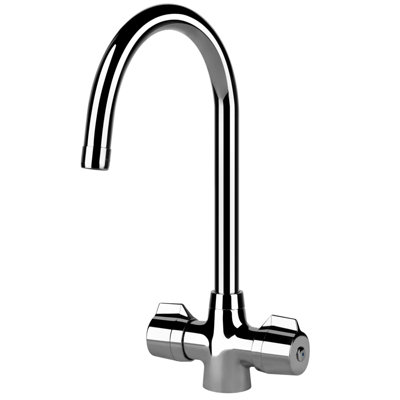 The Franke Smart Pro Cruciform Two Lever J Swivel Spout Kitchen Tap In Chrome