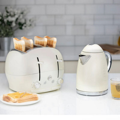 The Funky Appliance Company 1.7 Litre Kettle and 4 Slice Toaster Set Cream